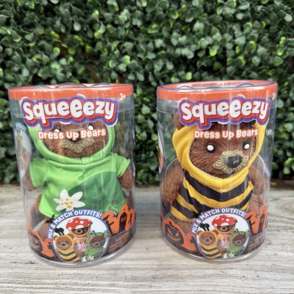 NEW ✨ Squeeezy Dress Up Bear Bee and Frog Lot Of 2